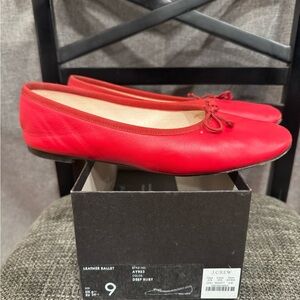 J. Crew Women's Deep Ruby Leather Ballet Flats